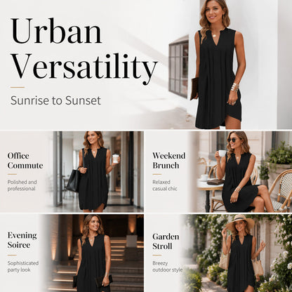 🌿Pleated V-Neck Dress – Lightweight fabric & effortless elegance – Elevate your everyday look.