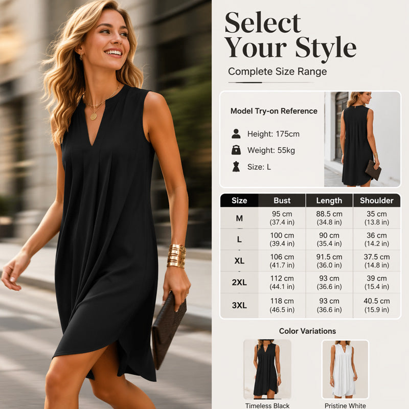 🌿Pleated V-Neck Dress – Lightweight fabric & effortless elegance – Elevate your everyday look.
