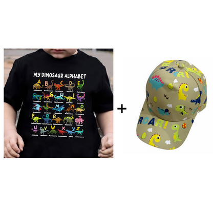 🦖👕Kids Dinosaur Alphabet Graphic T-Shirt