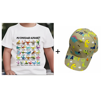🦖👕Kids Dinosaur Alphabet Graphic T-Shirt
