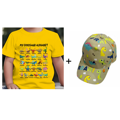 🦖👕Kids Dinosaur Alphabet Graphic T-Shirt