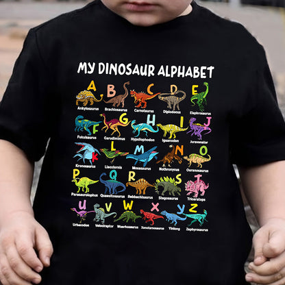 🦖👕Kids Dinosaur Alphabet Graphic T-Shirt