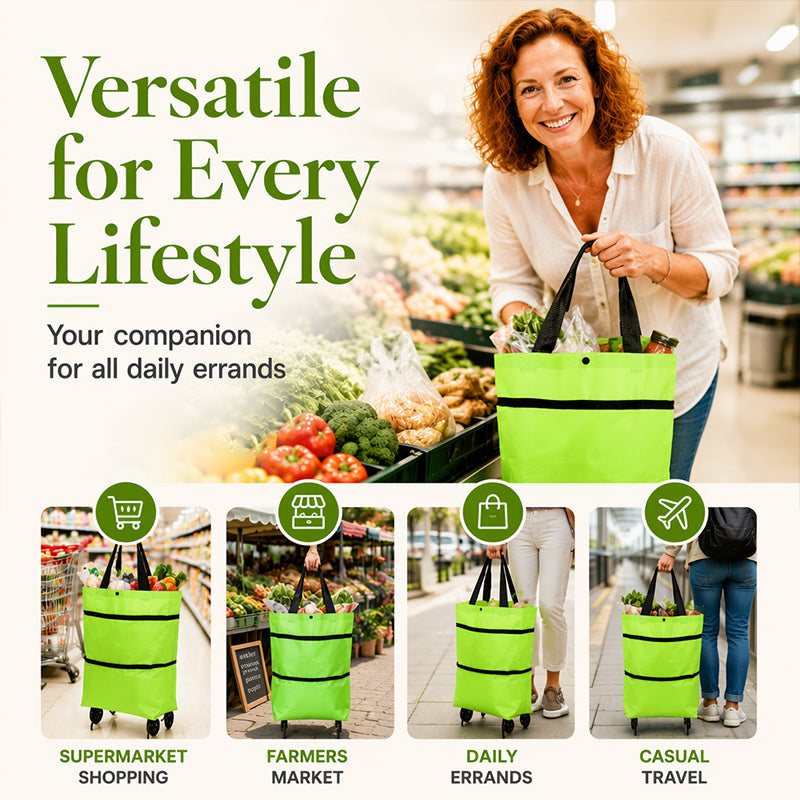 🔥2-in-1 Foldable Shopping Cart