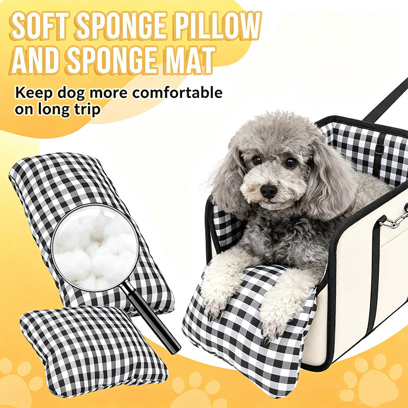 🐶Secure Travel Pet Booster – Portable Dog Car Seat Booster, Safety Harness Included Soft Padded Pet Travel Carrier for Small & Medium Dogs
