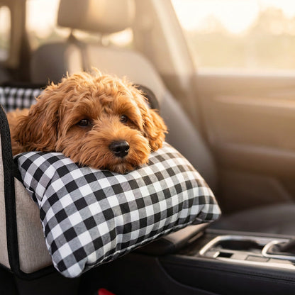 🐶Secure Travel Pet Booster – Portable Dog Car Seat Booster, Safety Harness Included Soft Padded Pet Travel Carrier for Small & Medium Dogs