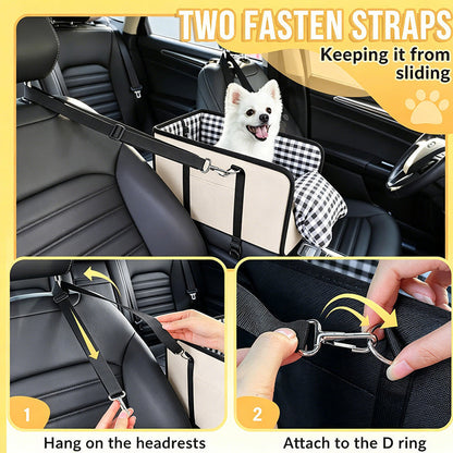 🐶Secure Travel Pet Booster – Portable Dog Car Seat Booster, Safety Harness Included Soft Padded Pet Travel Carrier for Small & Medium Dogs