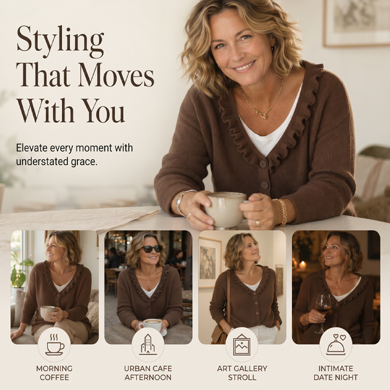 💖Women's Ruffle Collar Knit Cardigan