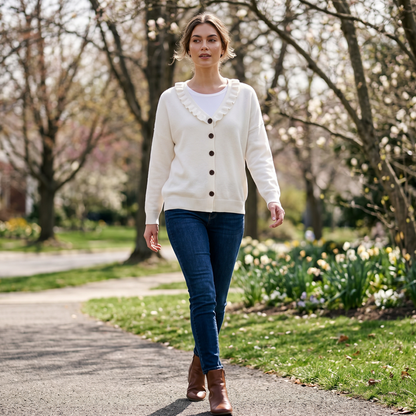 💖Women's Ruffle Collar Knit Cardigan
