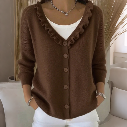 💖Women's Ruffle Collar Knit Cardigan