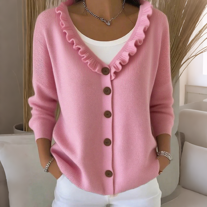 💖Women's Ruffle Collar Knit Cardigan