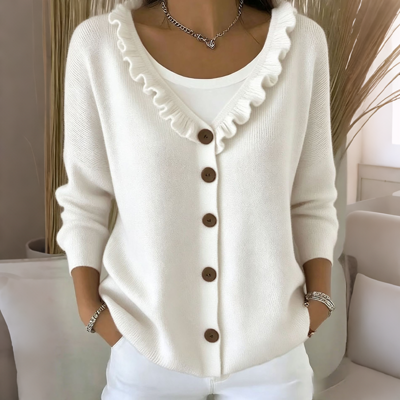 💖Women's Ruffle Collar Knit Cardigan