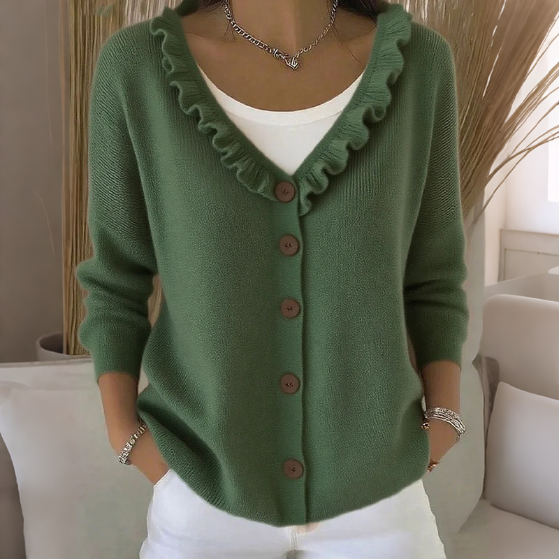 💖Women's Ruffle Collar Knit Cardigan