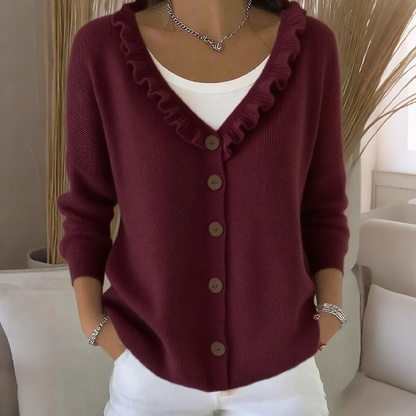 💖Women's Ruffle Collar Knit Cardigan