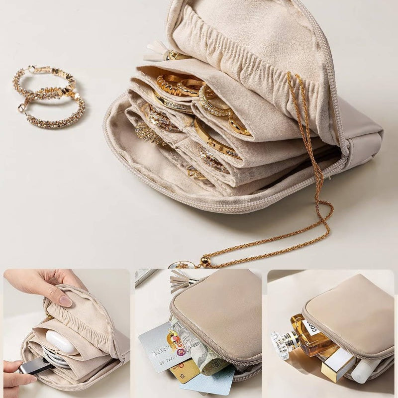 Mini Travel Jewellery Bag with Zip – Compact, Portable & Perfect for Rings, Earrings & Necklaces ✨
