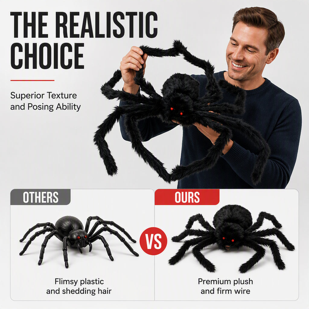 🕷️Oversized Outdoor Halloween Spider – Perfect for Multiple Spots, Haunted House Themes & DIY Scary Displays! 👻✨