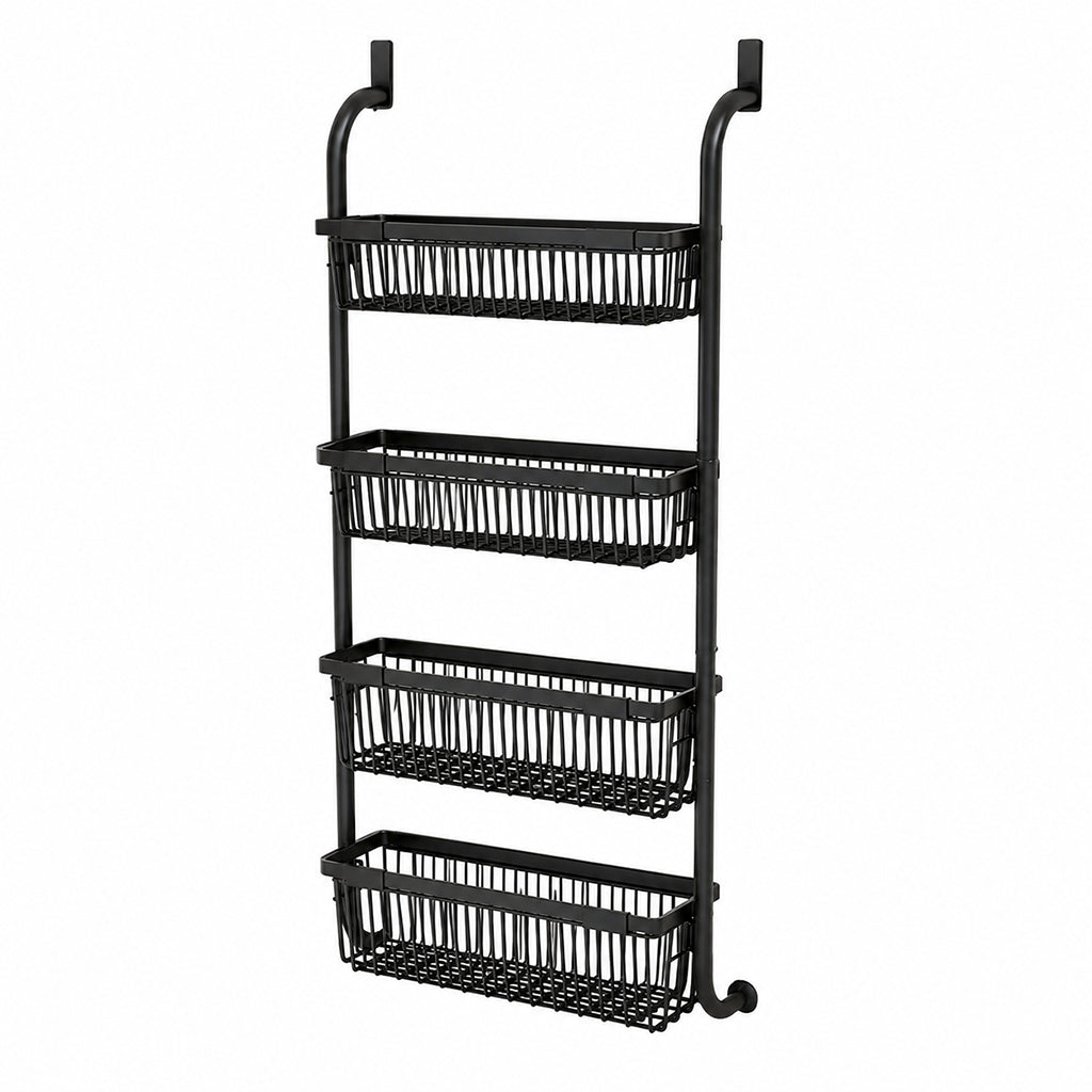 🚪Over the Door Hanging Organizer – Drill-Free Installation, Multi-Tier Carbon Steel Baskets & Space-Saving Design – Practical Storage for Any Room 🧺