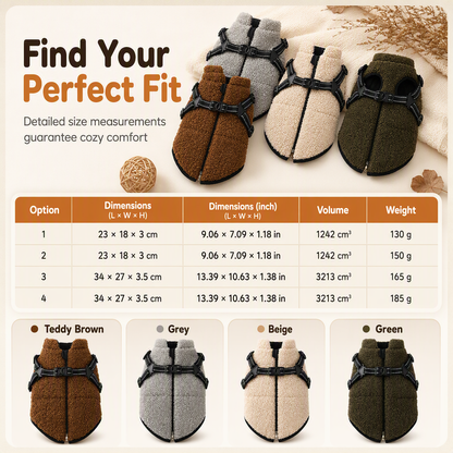 Winter Coat for Dogs – Built-In Harness & Reflective Strips ✨