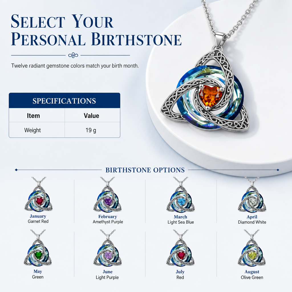 Women's Celtic Knot Birthstone Pendant Necklace