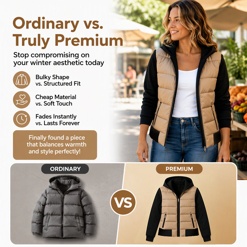 💖🌸Women's Color-Block Padded Hooded Jacket
