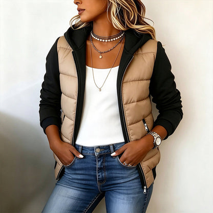 💖🌸Women's Color-Block Padded Hooded Jacket