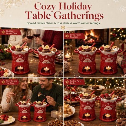 Christmas Ceramic Chocolate Fondue Mug Set