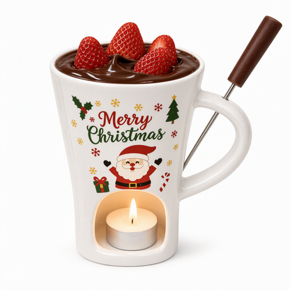 Christmas Ceramic Chocolate Fondue Mug Set