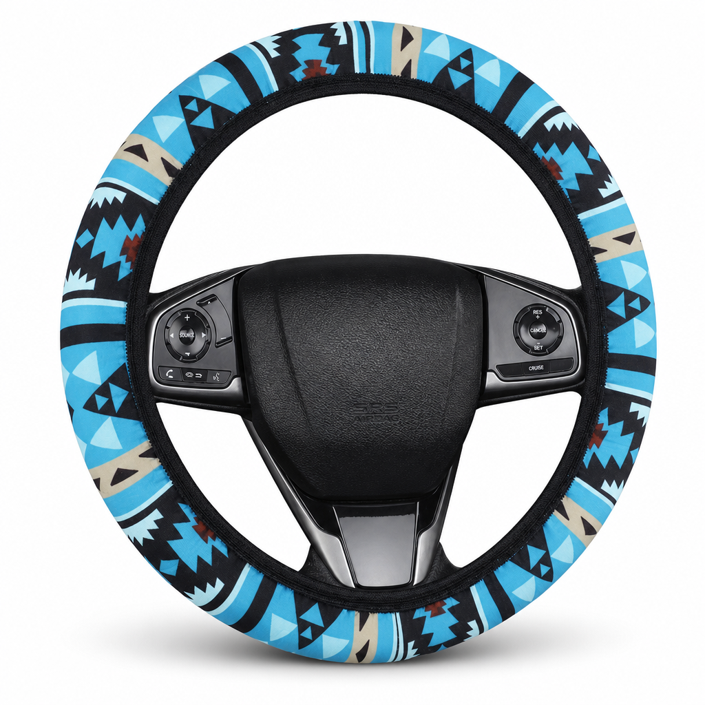 Universal 38cm Ringless Silk Steering Wheel Cover Printed Breathable Car Wheel Protector for All Seasons