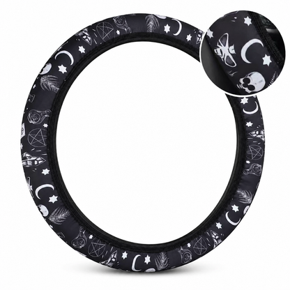 Universal 38cm Ringless Silk Steering Wheel Cover Printed Breathable Car Wheel Protector for All Seasons