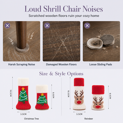 🎄 🪑 Christmas Chair Leg Covers – Felt pads, non-slip & 4-piece set ✨