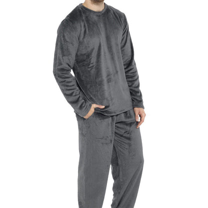 🌙 All-Night Warmth, Soft Velvet Feel | Men's Cozy Thermal Velvet Pajama Set🔥