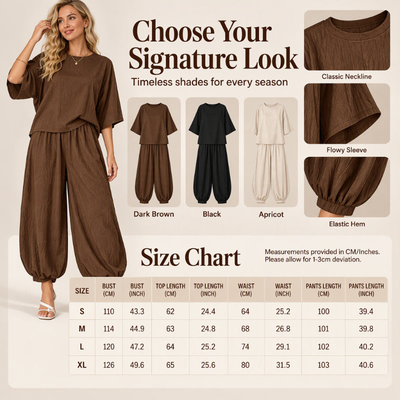Women's Textured Batwing Sleeve Top & Lantern Pants Set
